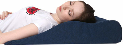 METRON Curved shape Long & Soft Memory Foam Bed Wedge Pillow Memory Foam Solid Orthopaedic Pillow Pack of 1(Blue)
