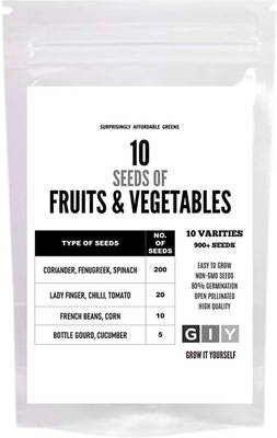 VibeX RDX-67-10-Varieties-10 Variety of Fruits and Vegetable Seeds Seed(350 per packet)