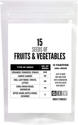VibeX VXI-62-15-Varieties-15 Variety of Fruits and Vegetable Seeds Seed(525 per packet)