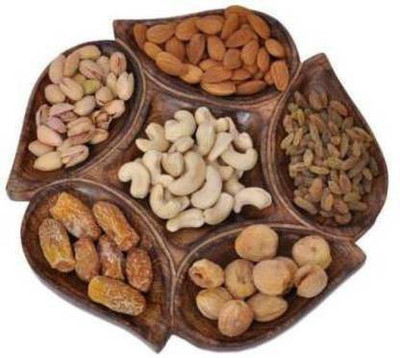 Handicrafts Goods Wooden Leaf Design Snack Serving Tay| Dry Fruit Serving Tray Chip & Dip Tray