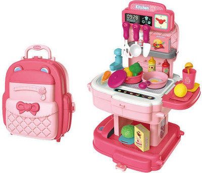 Mt hub Children school bag simulation kitchenware table baby kitchen cooking toy