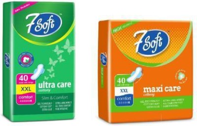 7 Soft Maxi Care Cottony Slim And Comfort And Ultra Care Cottony Soft XXL Sanitary Pads Sanitary Pad(Pack of 2)