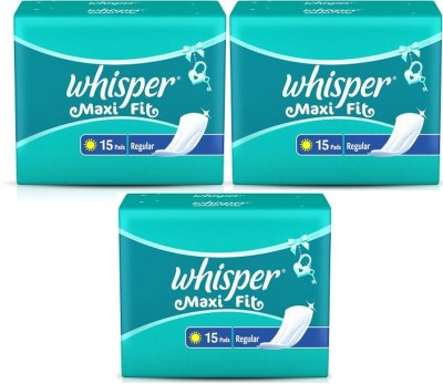 Whisper Maxi Fit Regular 15+15 +15 Pads Sanitary Pad(Pack of 3)