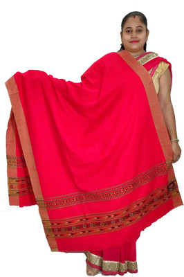 KAVIM Wool Printed, Solid Women Shawl(Red)