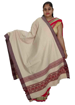 Vrinde Wool Self Design Women Shawl(Beige)
