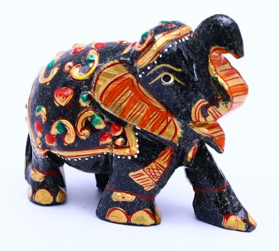 Serendipity Elephant Black Painted Decorative Showpiece  -  8 cm(Stone, Multicolor)