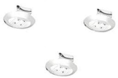 Sanjari Stainless Steel Single Oval Design Soap Dish/Soap Case/Soap Stand Set of 3(Steel)