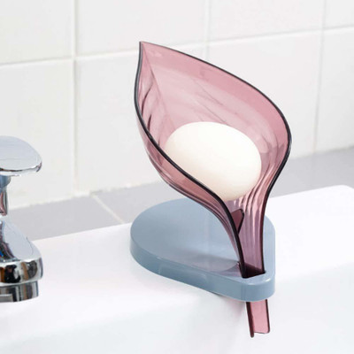 ActrovaX Leaf Shape Plastic Self Draining Bathroom Bar Soap Holder with Tray(Multicolor)