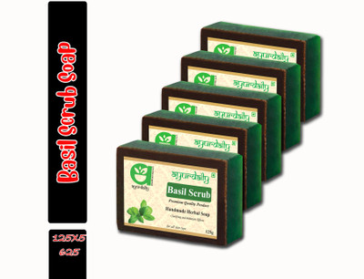 Ayurdaily Herbal Basil Scrub Soap(5 x 125 g)