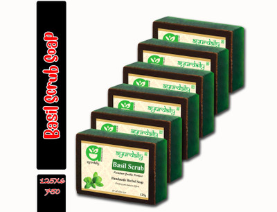 Ayurdaily Herbal Basil Scrub Soap(7 x 107.14 g)