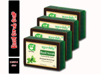 Ayurdaily Herbal Basil Scrub Soap(4 x 125 g)