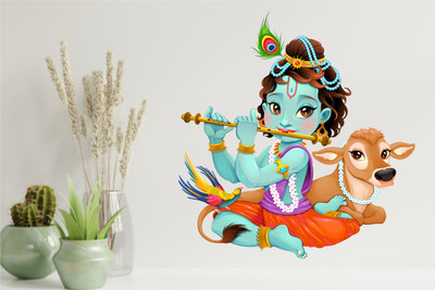 BALKRISHNA WALL STICKER 60 cm ord krishna & god krishna wall sticker Self Adhesive Sticker(Pack of 1)