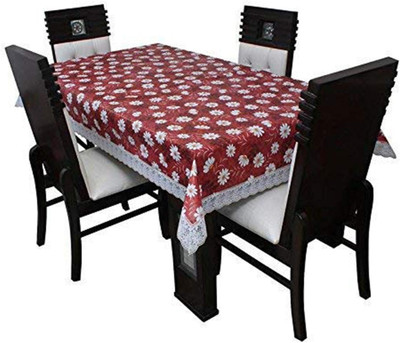 DECOLOGY Plastic 2 Seater Floral Table Cover(Red)