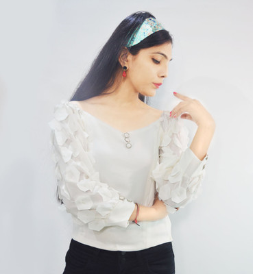 RBD Casual 3/4 Sleeve Solid Women White Top