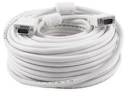 TERABYTE  TV-out Cable VGA Cable (Male to Male) 20 Meter - Supports PC, Monitor, TV, LCD/LED, Plasma, Projector, TFT(White, For Computer)