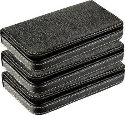 LOOPA Men Black Artificial Leather Card Holder(6 Card Slots, Pack of 3)