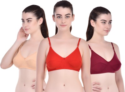 Sexy Bust Women Full Coverage Non Padded Bra(Red, Maroon, Beige)