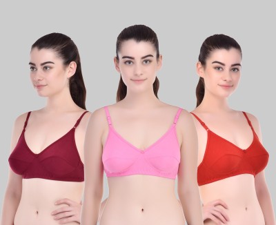 Lady One Women Full Coverage Non Padded Bra(Red, Maroon, Pink)