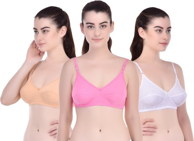 Sexy Bust Women Full Coverage Non Padded Bra(White, Pink, Beige)