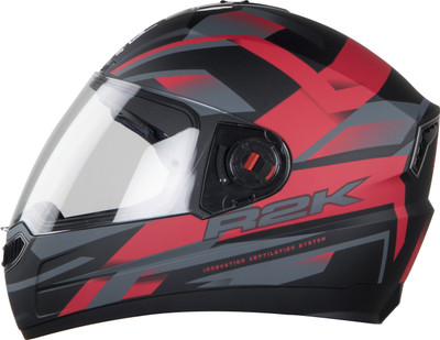 Steelbird SBA-1 R2K Motorbike Helmet(Matt Black Red with Clear Visor)