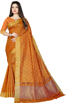 BHAKTI BHUSHAN CREATION Printed Bollywood Silk Blend Saree(Orange)