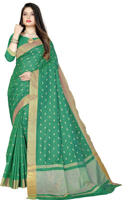 BHAKTI BHUSHAN CREATION Printed Bollywood Silk Blend Saree(Green)