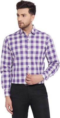 D Kumar Men Checkered Formal Purple, White Shirt