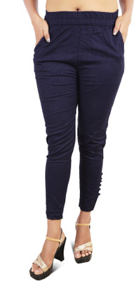 DRESSED UP DIVAS Slim Fit Women Blue Trousers