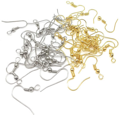 Crafto Combo of Earring Hooks Golden & Steel (Nickle) DIY Craft/Jewellery Making/Findings Pack of 50 pcs each (Total Qty 100 pcs.)