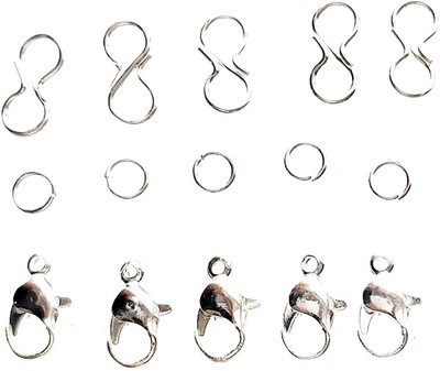 Crafto Combo of Silver Finish 'S-Hook + Lobster Clasps+ Jump Ring for Jewellery Making-Jewelery Finding For Other DIY/Craft Projects. Pack Of S-Hook 50 Pcs.+Lobster Clasps 50 pcs+Jump Ring 100 pcs. Crafto Combo of Silver Finish 'S-Hook + Lobster Clasps+ Jump Ring for Jewellery Making-Jewelery Finding For Other DIY/Craft Projects. Pack Of S-Hook 50 Pcs.+Lobster Clasps 50 pcs+Jump Ring 100 pcs.
