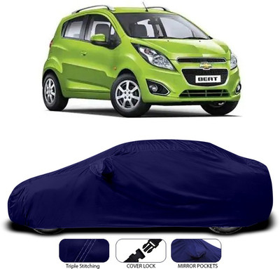 ANTHUB Car Cover For Chevrolet Beat (With Mirror Pockets)(Blue)