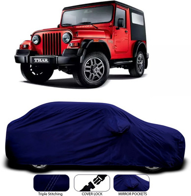 SEBONGO Car Cover For Mahindra Thar (With Mirror Pockets)(Blue)