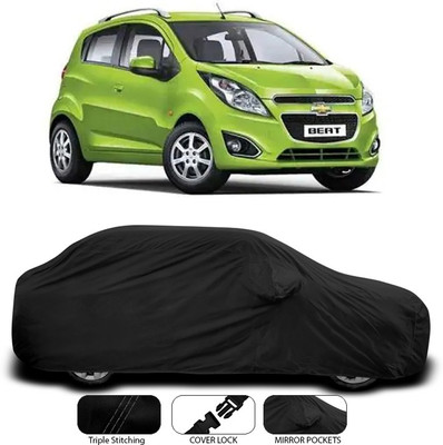 ANTHUB Car Cover For Chevrolet Beat (With Mirror Pockets)(Black)