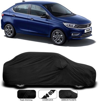 SEBONGO Car Cover For Tata Tigor (With Mirror Pockets)(Black)