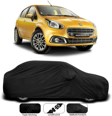 ANTHUB Car Cover For Fiat Punto Evo (With Mirror Pockets)(Black)