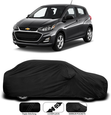 SEBONGO Car Cover For Chevrolet Spark (With Mirror Pockets)(Black)