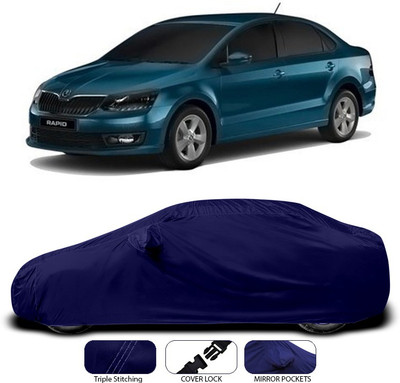 ANTHUB Car Cover For Skoda Rapid (With Mirror Pockets)(Blue)