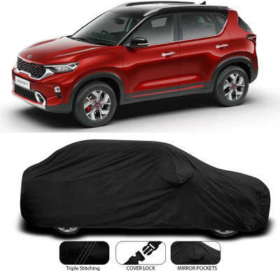 ANTHUB Car Cover For Kia Sonet (With Mirror Pockets)(Black)