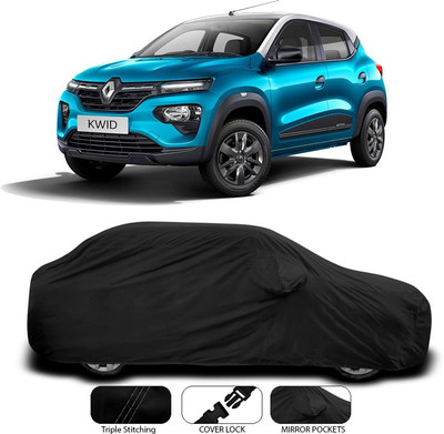 ANTHUB Car Cover For Renault Kwid (With Mirror Pockets)(Black)