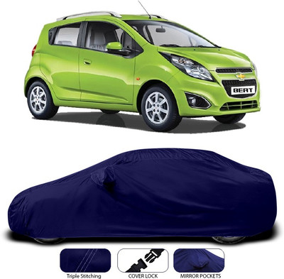 SEBONGO Car Cover For Chevrolet Beat (With Mirror Pockets)(Blue)