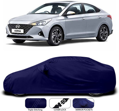 ANTHUB Car Cover For Hyundai Fluidic Verna (With Mirror Pockets)(Blue)