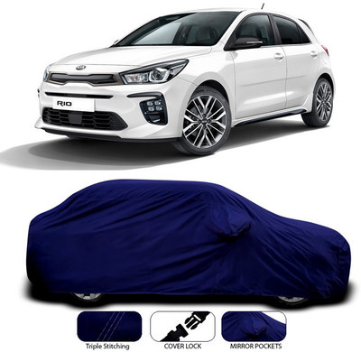 SEBONGO Car Cover For Kia Rio (With Mirror Pockets)(Blue)