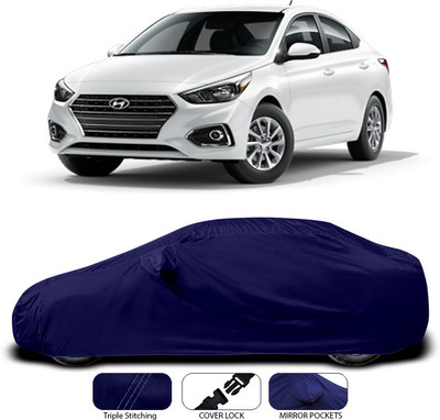 ANTHUB Car Cover For Hyundai Accent (With Mirror Pockets)(Blue)