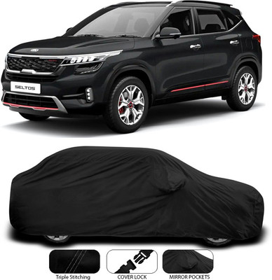 SEBONGO Car Cover For Kia Sonet (With Mirror Pockets)(Black)