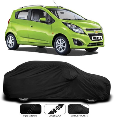 ANTHUB Car Cover For Chevrolet Beat (With Mirror Pockets)(Black)