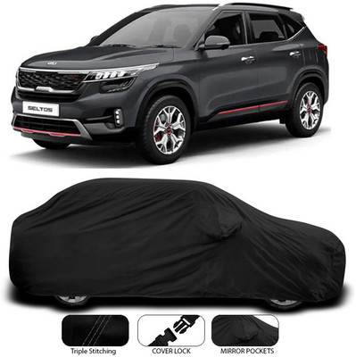 SEBONGO Car Cover For Kia SELTOS (With Mirror Pockets)(Black)