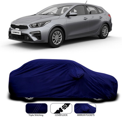 SEBONGO Car Cover For Kia Universal For Car (With Mirror Pockets)(Blue)