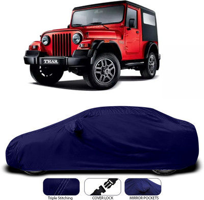 SEBONGO Car Cover For Mahindra Thar (With Mirror Pockets)(Blue)