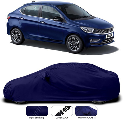 SEBONGO Car Cover For Tata Tigor (With Mirror Pockets)(Blue)