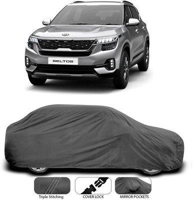 SEBONGO Car Cover For Kia SELTOS (Without Mirror Pockets)(Black)